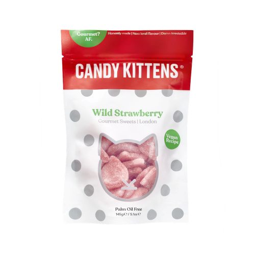 Candy Kittens vegán, gluténmentes Wild Strawberry gumicukor 140 g