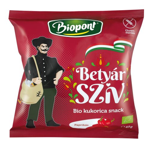 Biopont Betyár szív kukorica snack paprikás ízesítéssel 45 g