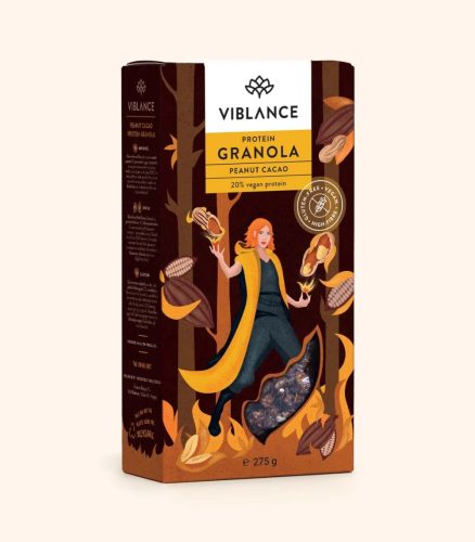 Viblance vegán, gluténmentes Peanut Cacao Protein Granola 275 g